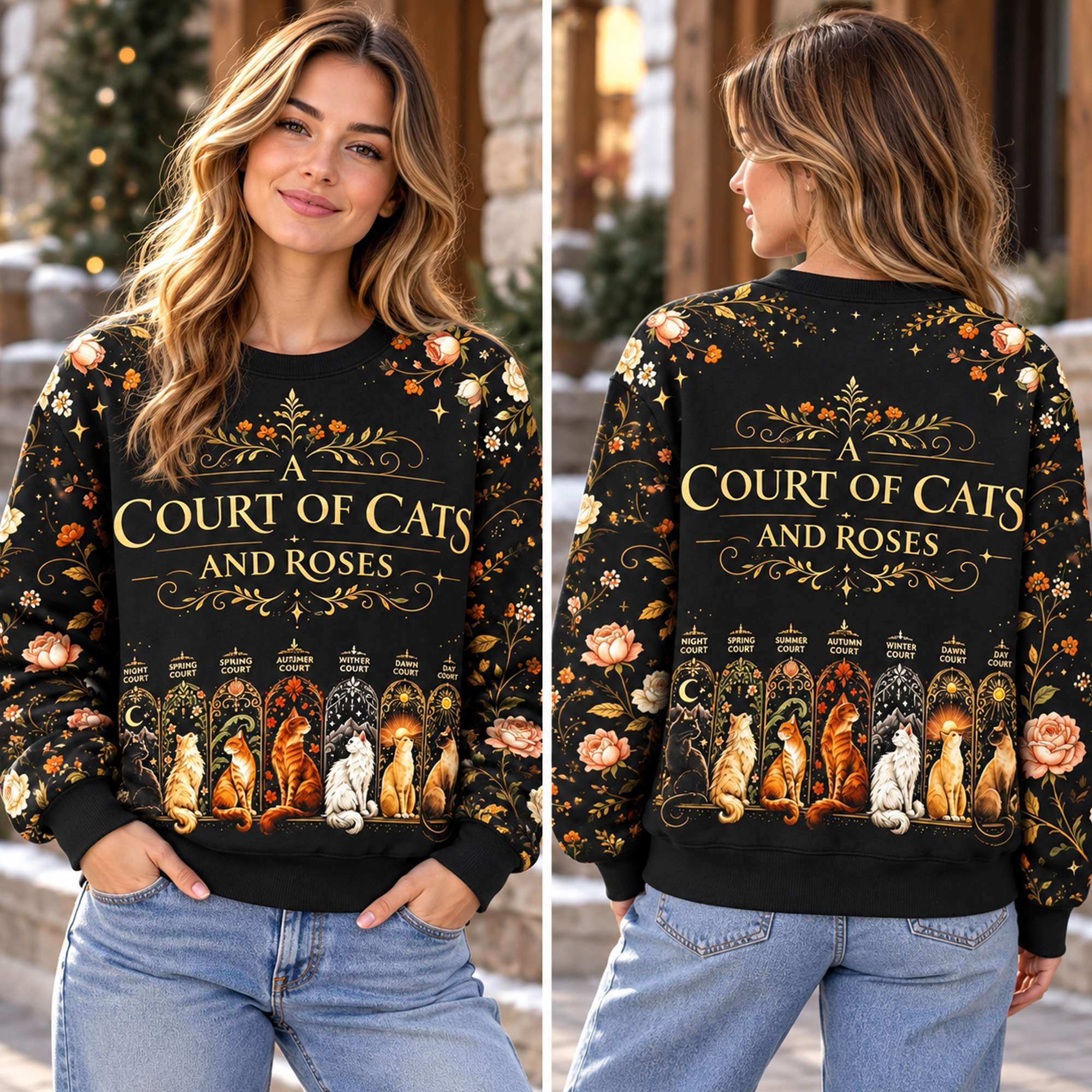A Court Of Cats And Roses Christmas 2026 Sweatshirt Xmas Gift For Cat Lovers 1 - Unicasport A Court Of Cats And Roses Christmas 2026 Sweatshirt Xmas Gift For Cat Lovers