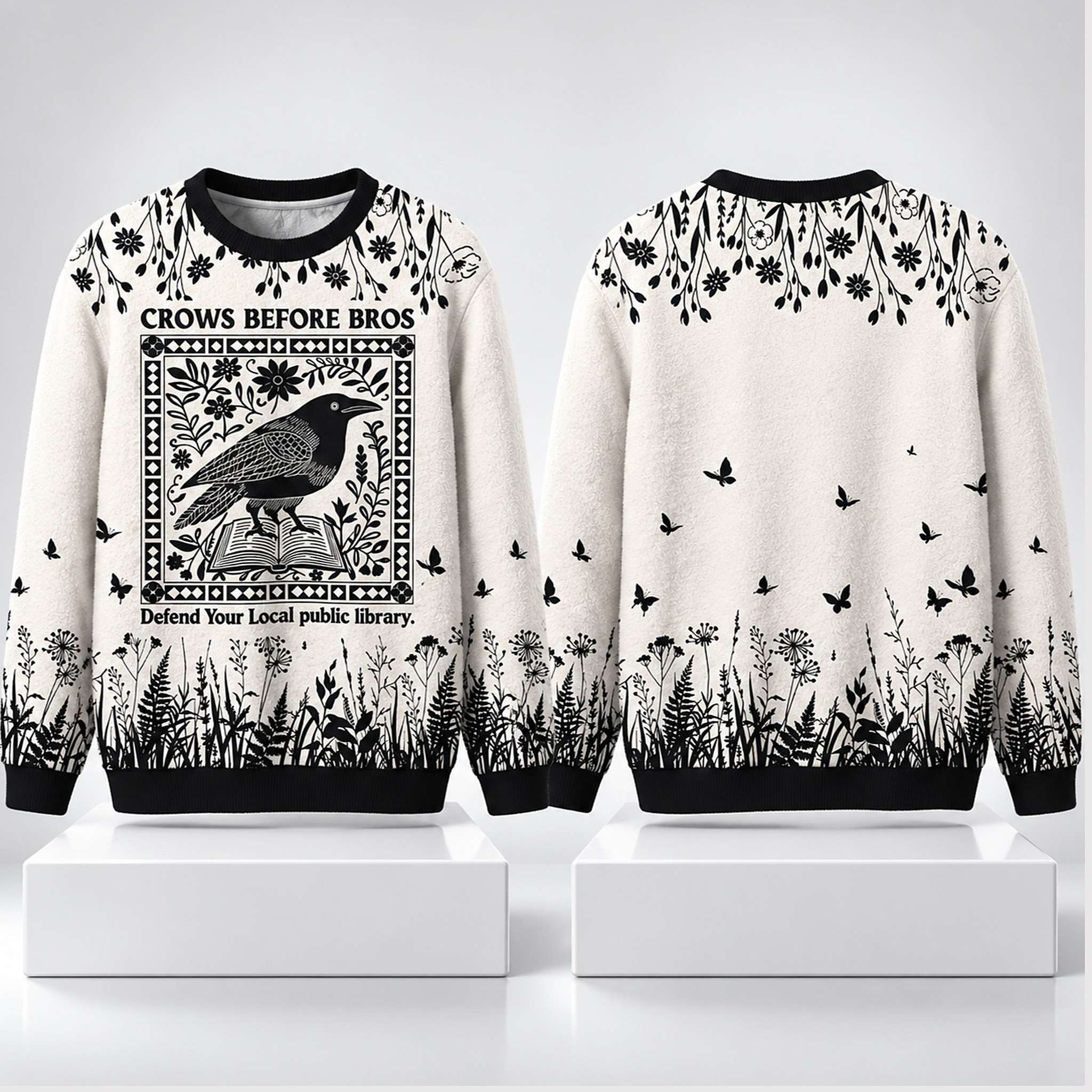 Crows Before Bros Defend Your Local Public Library Sweatshirt Gift For Book Lovers 1 - Unicasport Crows Before Bros Defend Your Local Public Library Sweatshirt Gift For Book Lovers