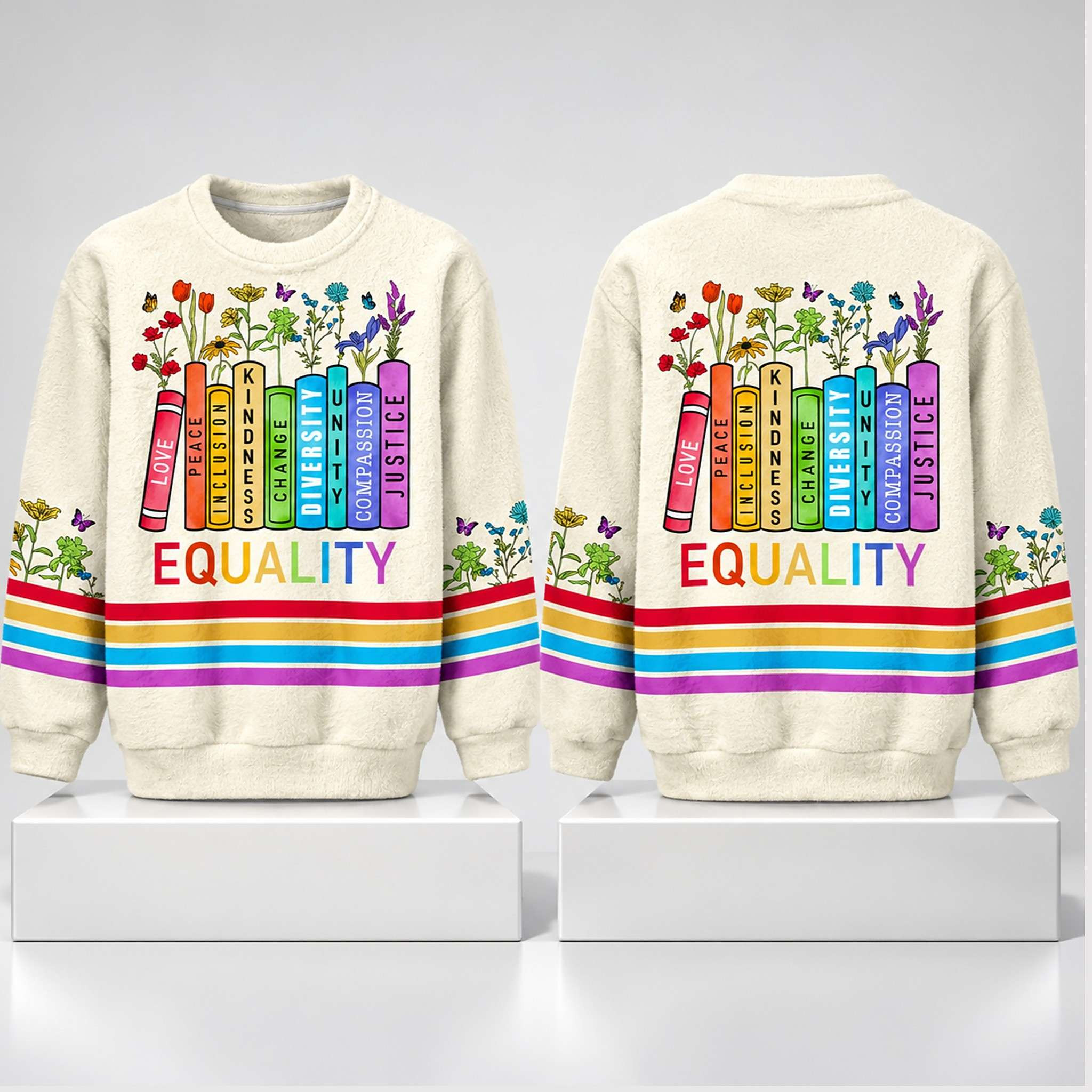 Book Flower Equality Christmas 2026 Sweatshirt Peace Love Kindness Clothing Gifts For Friends 1 - Unicasport Book Flower Equality Christmas 2026 Sweatshirt Peace Love Kindness Clothing Gifts For Friends