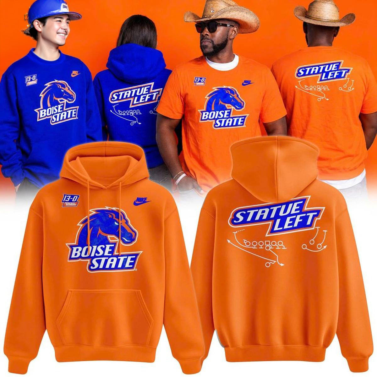 Boise State Broncos Merch Statue Left 13-0 Perfect Season Hoodie Gift For Broncos Fans 1 - Unicasport Boise State Broncos Merch Statue Left 13-0 Perfect Season Hoodie Gift For Broncos Fans