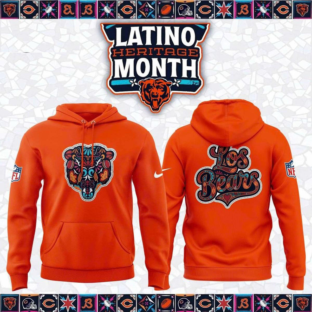 Chicago Bears Merch Latino Heritage Month Los Bears Hoodie Gift For Bears Fans 1 - Unicasport Chicago Bears Merch Latino Heritage Month Los Bears Hoodie Gift For Bears Fans