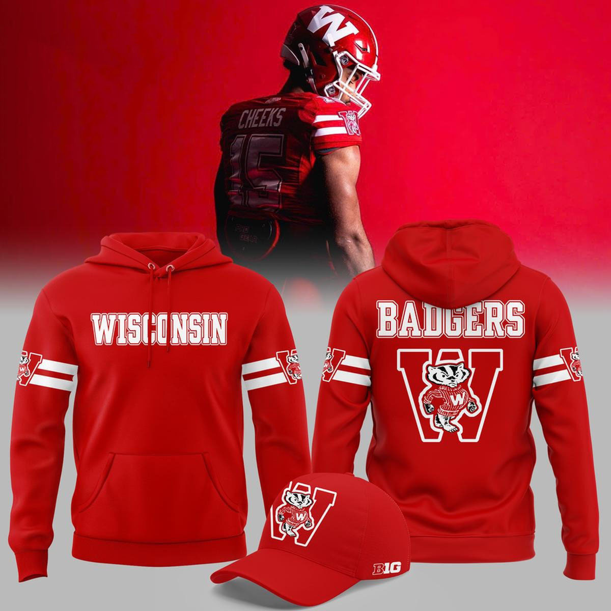 Wisconsin Badgers Merch Throwback Emblem Hoodie College Gift For Badgers Fans 1 - Unicasport Wisconsin Badgers Merch Throwback Emblem Hoodie College Gift For Badgers Fans
