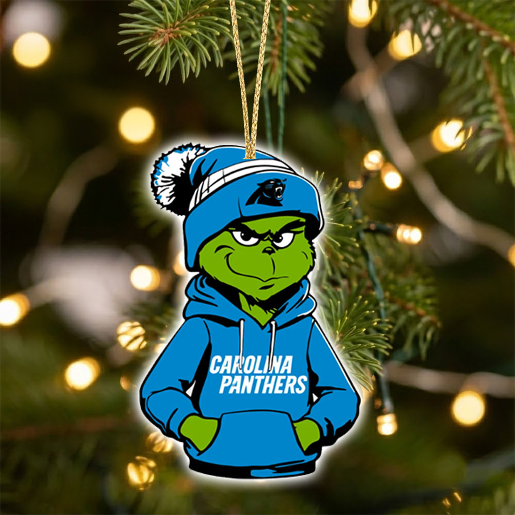 Carolina Panthers X Grinch 2026 Christmas Ornament Carolina Panthers Merch Football Fan Gifts