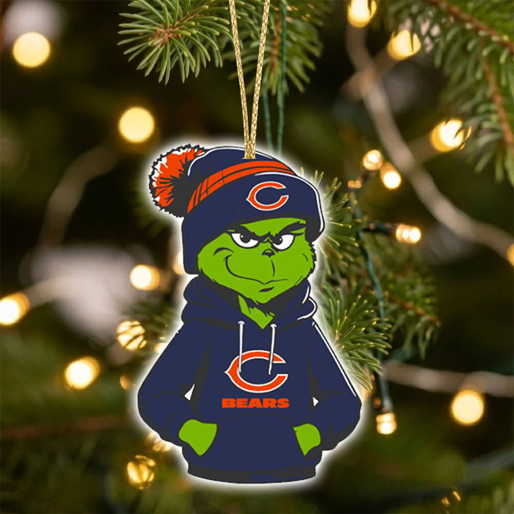 Chicago Bears X Grinch 2026 Christmas Ornament Chicago Bears Merch Gift For Football Lovers