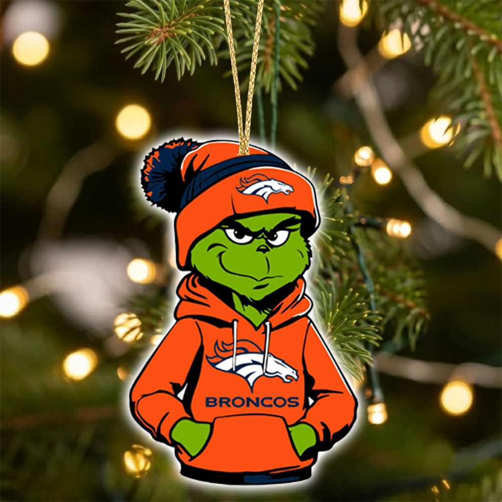 Denver Broncos X Grinch Christmas Ornament Denver Broncos Merch Presents For Football Fans