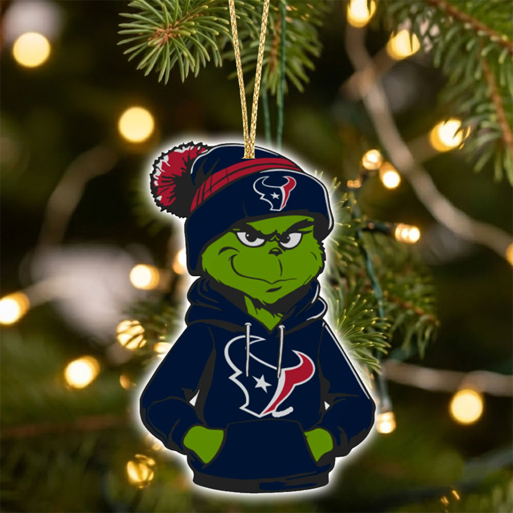 Houston Texans X Grinch Christmas Ornament Houston Texans Merch Xmas Tree Decorations Gifts