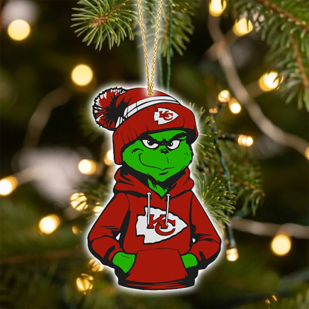 Kansas City Chiefs X Grinch Christmas Ornament KC Chiefs Merch Best Gift For Football Lovers