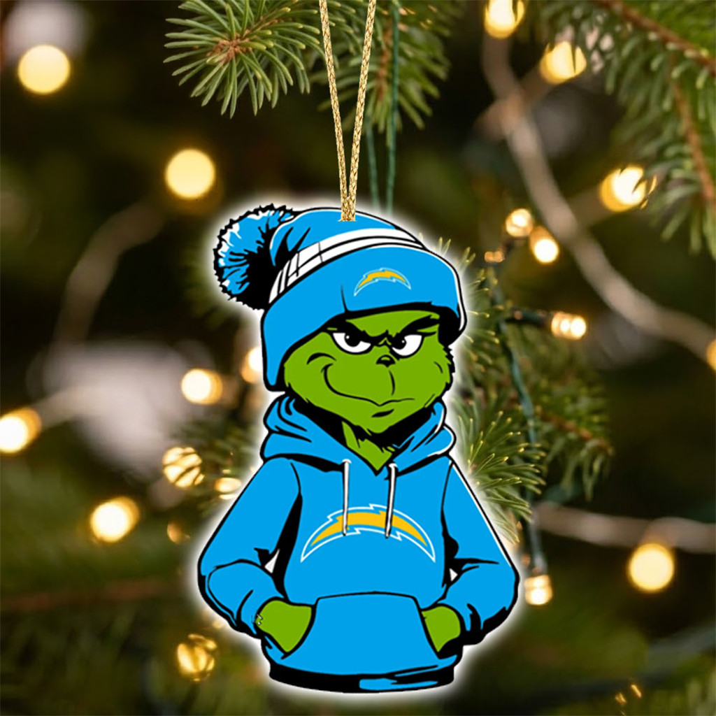 Los Angeles Chargers X Grinch Christmas Ornament LA Chargers Merch Football Related Gifts