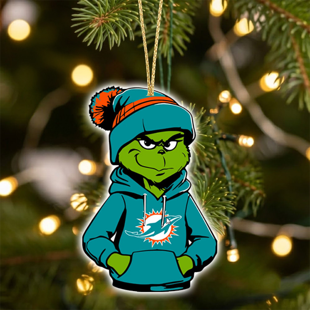 Miami Dolphins X Grinch Christmas Ornament Miami Dolphins Merch Gift Ideas For Football Lovers