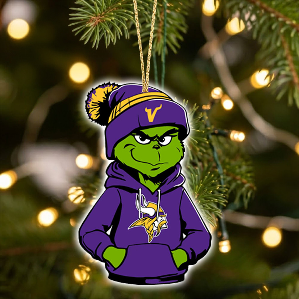 Minnesota Vikings X Grinch Christmas Ornament MN Vikings Merch Unique Gifts For Football Fans