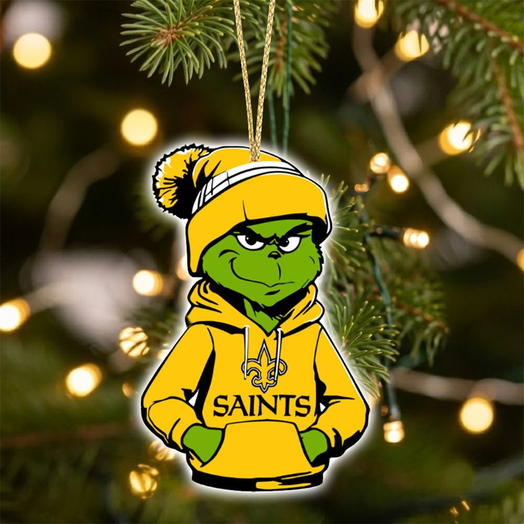 New Orleans Saints X Grinch Christmas Ornament NO Saints Merch Holiday Decor Gift For Fans
