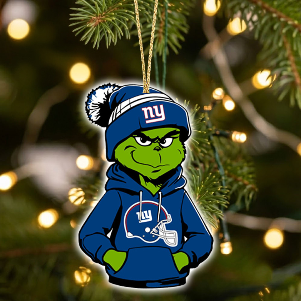 New York Giants X Grinch Christmas Ornament NY Giants Merch Presents For Football Lovers