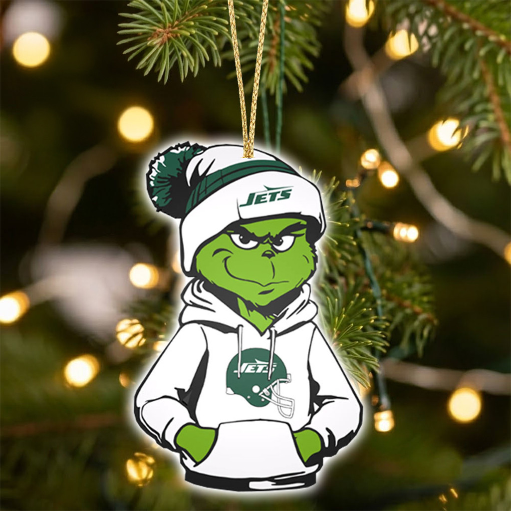 New York Jets X Grinch Christmas Ornament NY Jets Merch Home Decor Presents For Football Fans
