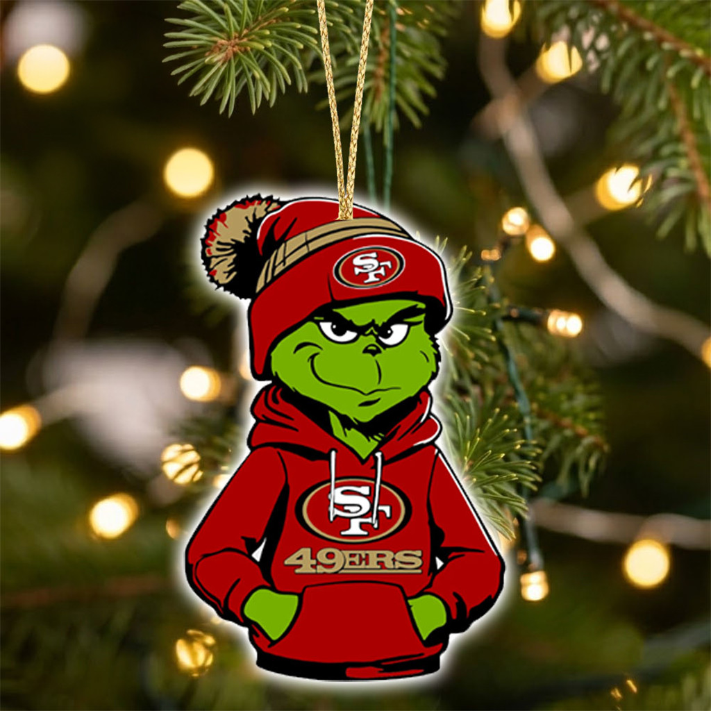San Francisco 49ers X Grinch Christmas Ornament SF 49ers Merch American Football Fan Gifts