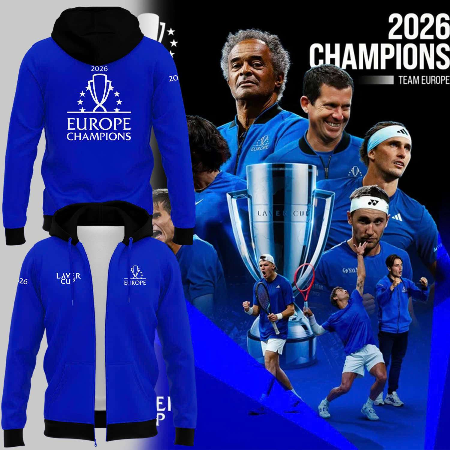 Team Europe Merch 2026 Laver Cup Champions Zip Hoodie Best Gift For Tennis Fans 1 - Unicasport Team Europe Merch 2026 Laver Cup Champions Zip Hoodie Best Gift For Tennis Fans