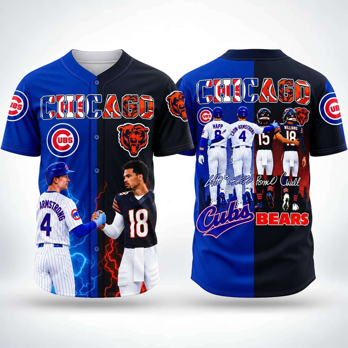 Happ Crow-Armstrong Cubs X Odunze Williams Bears Baseball Jersey Chicago Pride Gifts 1 - Unicasport Happ Crow-Armstrong Cubs X Odunze Williams Bears Baseball Jersey Chicago Pride Gifts