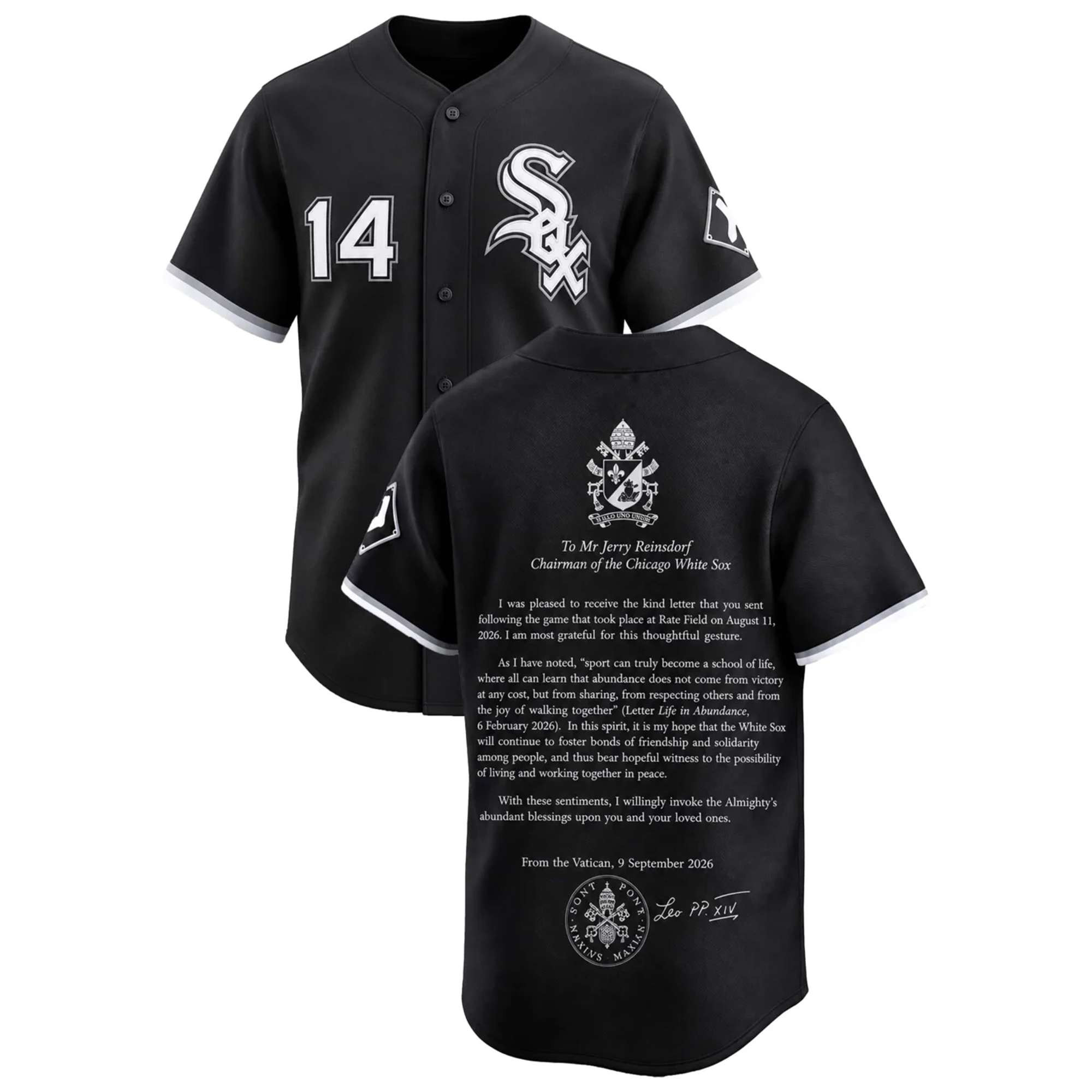 White Sox Pope Leo XIV Sends Blessings Playoff 2026 Jersey White Sox Merch Baseball Fan Gifts 1 - Unicasport White Sox Pope Leo XIV Sends Blessings Playoff 2026 Jersey White Sox Merch Baseball Fan Gifts