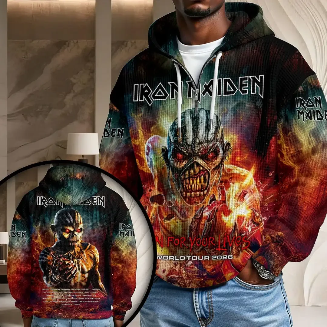 Iron Maiden Merch Run For Your Life World Tour 2026 Half Zip Hoodie Iron Maiden Fans Gifts 1 - Unicasport Iron Maiden Merch Run For Your Life World Tour 2026 Half Zip Hoodie Iron Maiden Fans Gifts