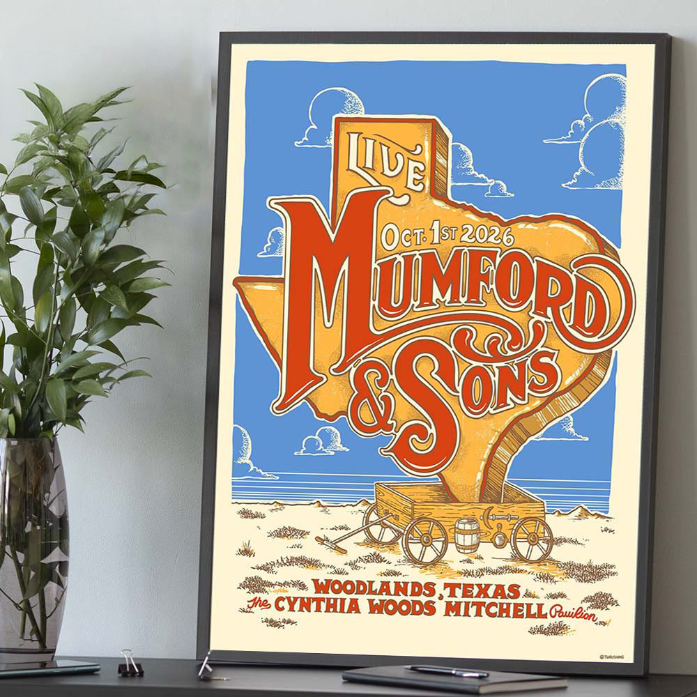 Mumford And Sons The Woodlands TX Event Poster Home Decor Ideas Rock Lovers Gifts
