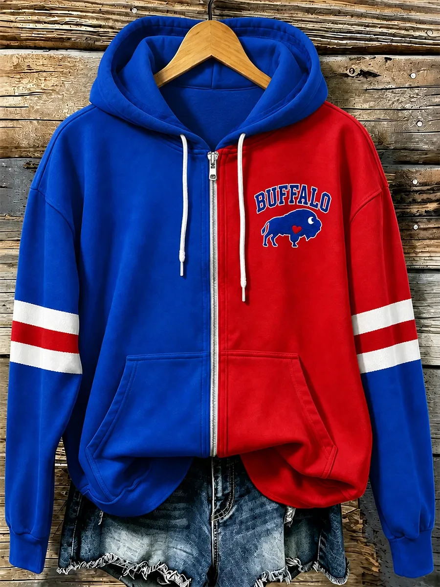 Buffalo Bills Zip Hoodie Game Day Fashion Buffalo Football Attire Bills Fans Gifts