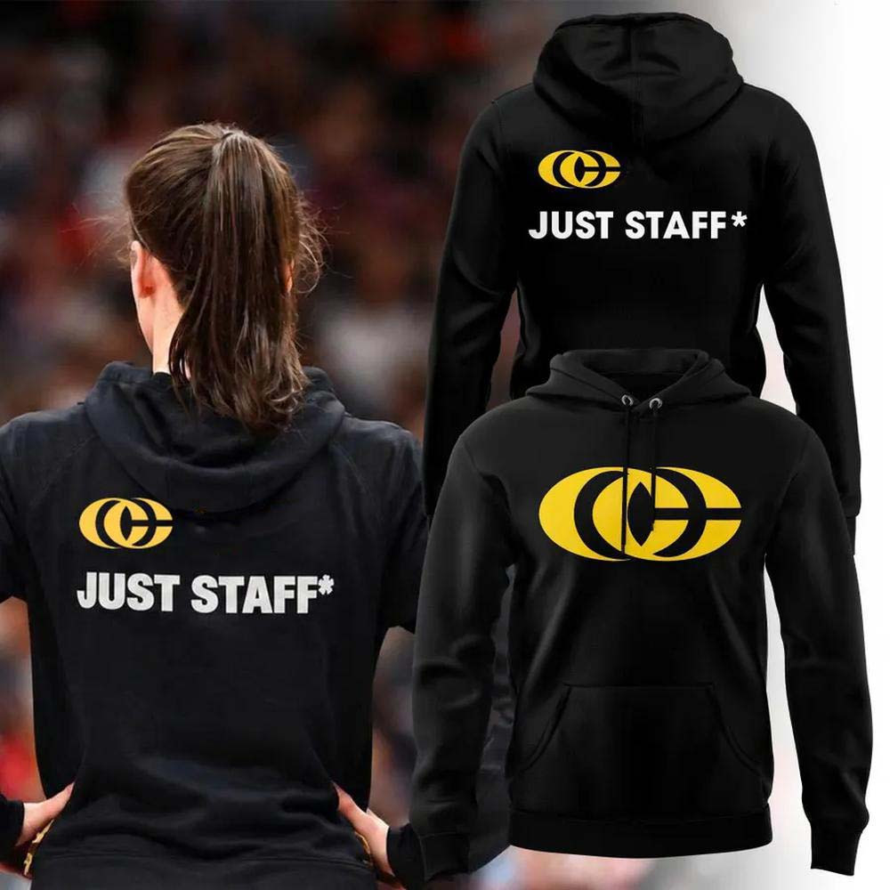 Iowa Hawkeyes Caitlin Clark Merch Just Staff 2026 Black Hoodie Gift For Basketball Fans 1 - Unicasport Iowa Hawkeyes Caitlin Clark Merch Just Staff 2026 Black Hoodie Gift For Basketball Fans