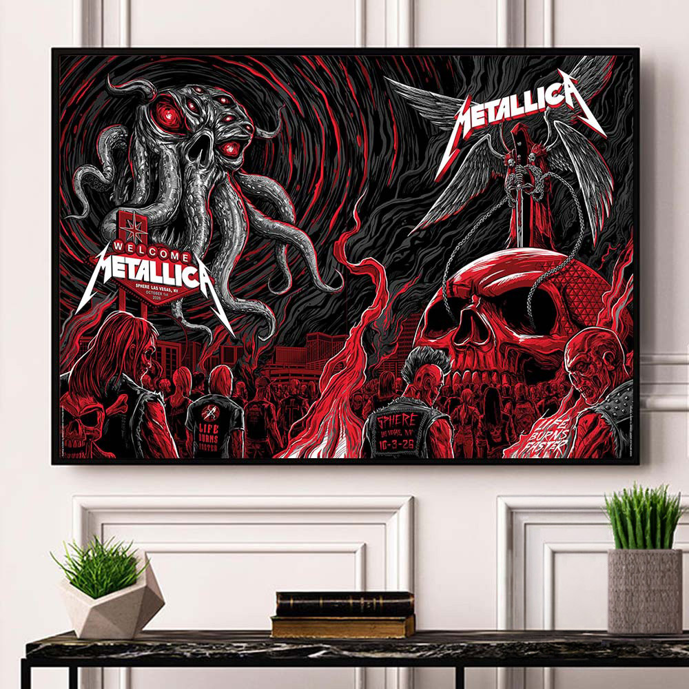 Metallica Merch Life Burns Faster Las Vegas Week 1 Night 1 And 2 Poster Home Decor Ideas