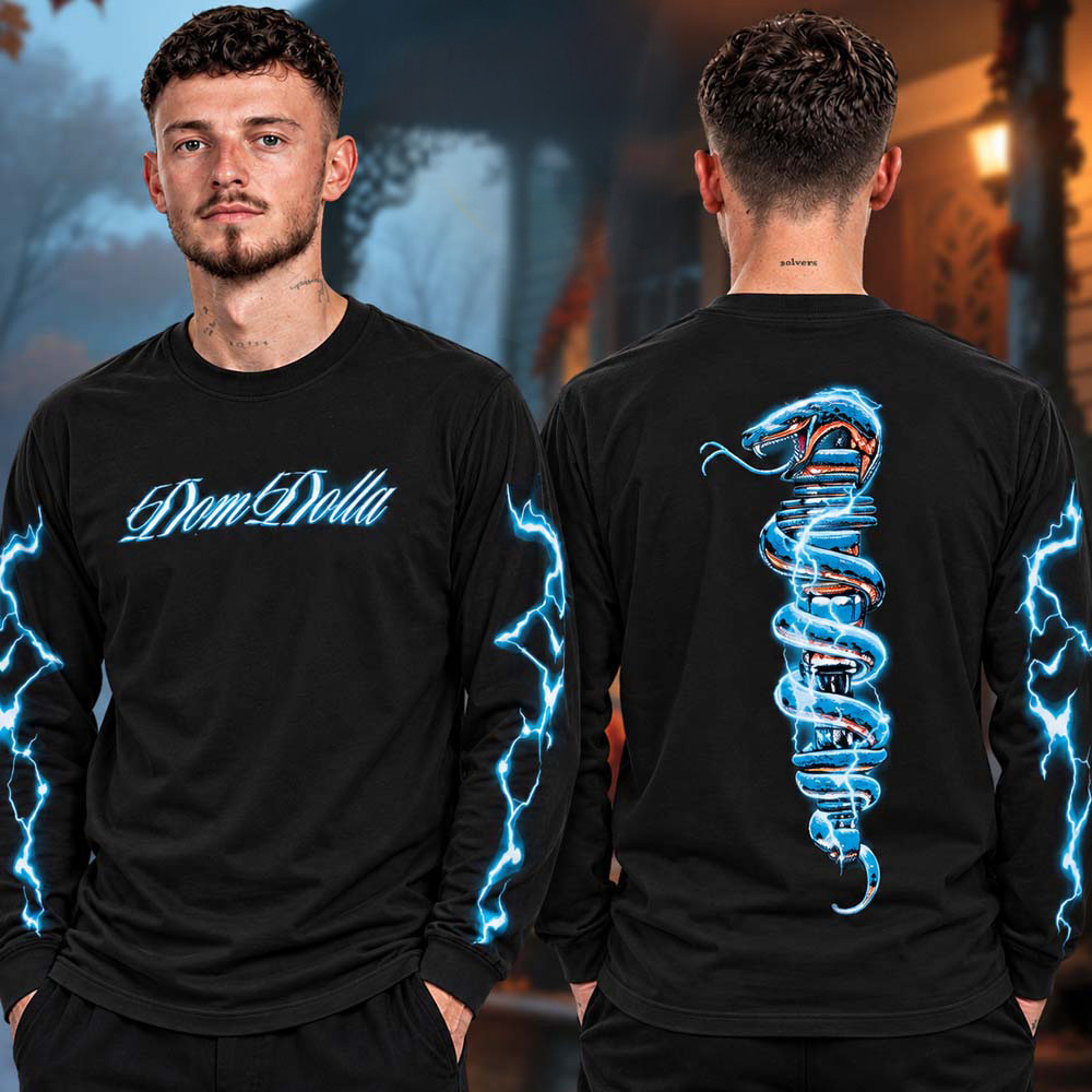 Dom Dolla Merch Blue Electric Snake New York Long Sleeve Shirt Dom Dolla Concert Apparel 1 - Unicasport Dom Dolla Merch Blue Electric Snake New York Long Sleeve Shirt Dom Dolla Concert Apparel
