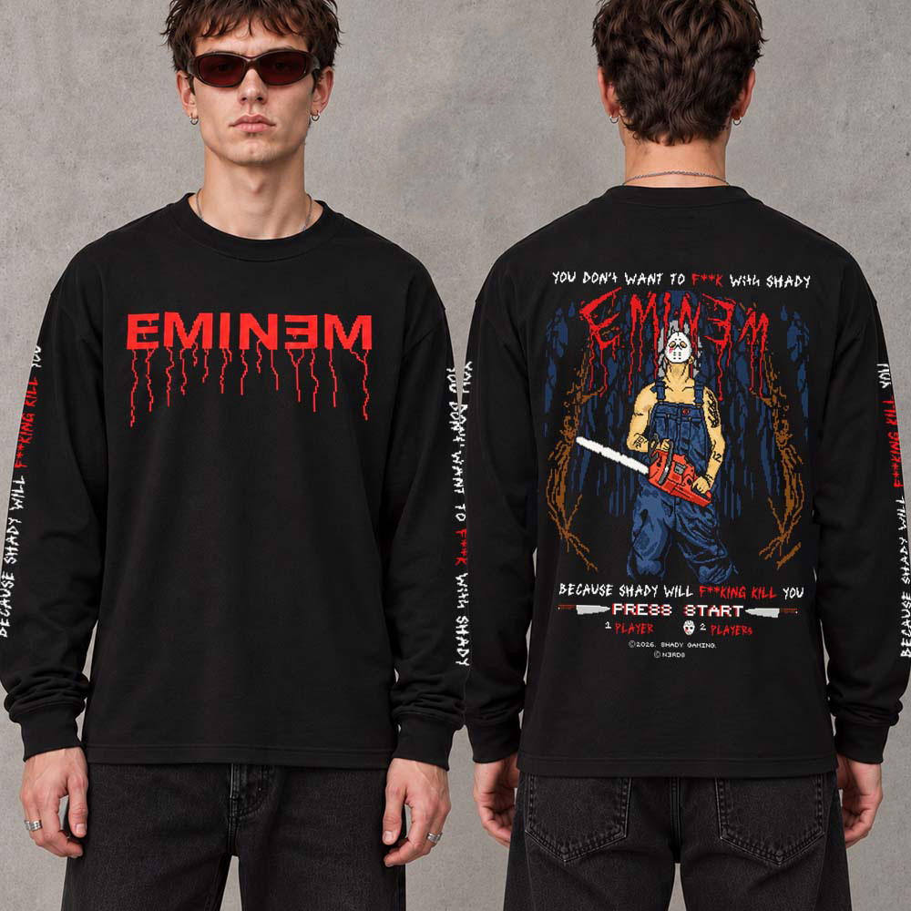 Eminem X New York Comic Con 2026 Merch Jason Voorhees Arcade Game Style Long Sleeve Shirt 1 - Unicasport Eminem X New York Comic Con 2026 Merch Jason Voorhees Arcade Game Style Long Sleeve Shirt