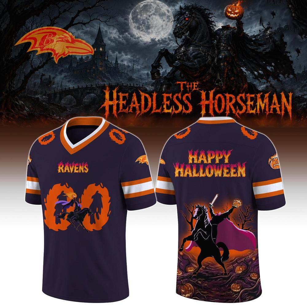 Custom Baltimore Ravens Merch Headless Horseman Halloween 2026 Football Jersey Shirt Fans Gear