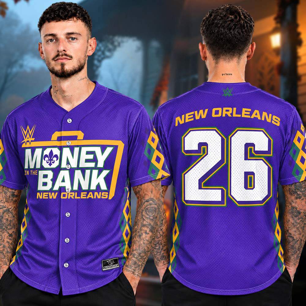 WWE Money In The Bank 2026 Merch ProSphere Purple Baseball Jersey WWE Apparel Gifts Ideas 1 - Unicasport WWE Money In The Bank 2026 Merch ProSphere Purple Baseball Jersey WWE Apparel Gifts Ideas