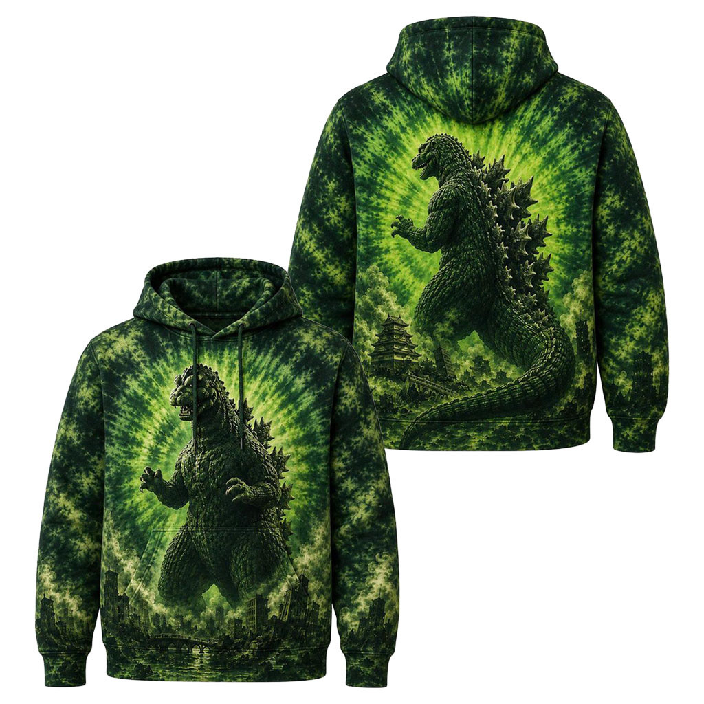 Godzilla Classic Green Tie-Dye Graphic Hoodie Godzilla Merch Gift For Monster Fans 1 - Unicasport Godzilla Classic Green Tie-Dye Graphic Hoodie Godzilla Merch Gift For Monster Fans
