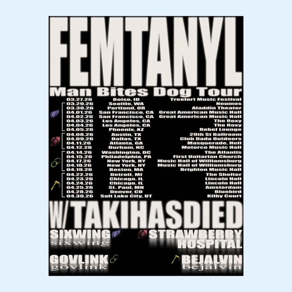 Femtanyl Merch 2026 Tour Poster Man Bites Dog Tour Dates Wall Art Gift For EDM Fans