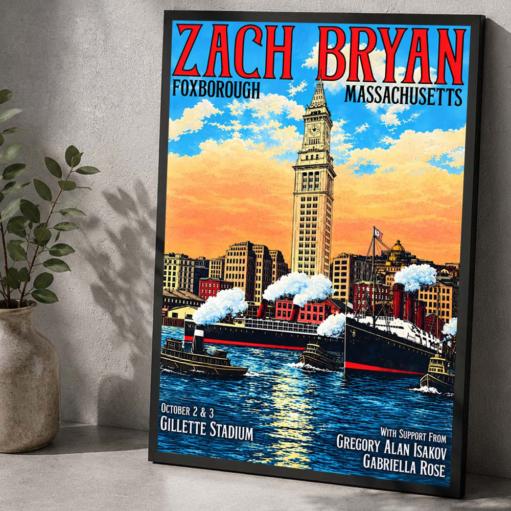 Zach Bryan Merch Foxborough MA Event Poster Zach Bryan Concert Posters Gifts For Dad