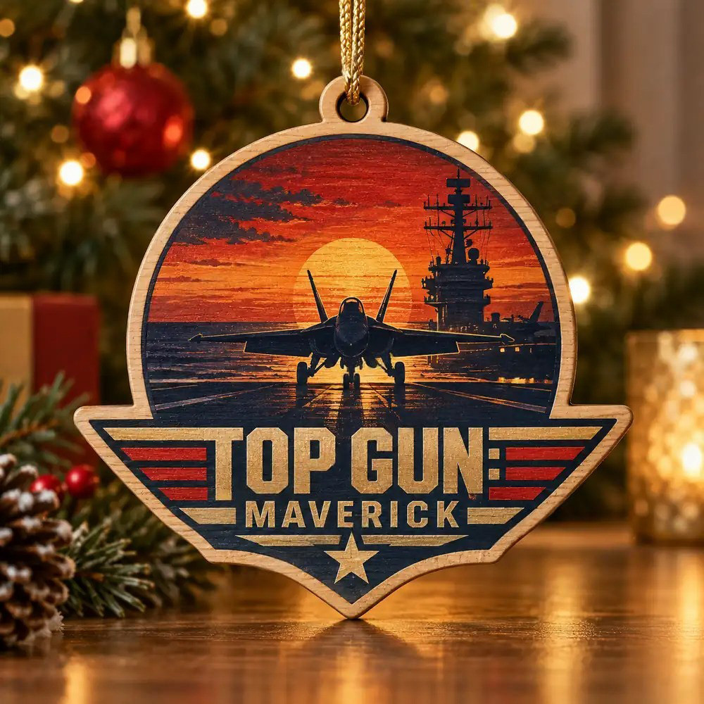 Top Gun Maverick Naval Aviation Sunset Christmas Ornament Holiday Decor Xmas Presents Ideas