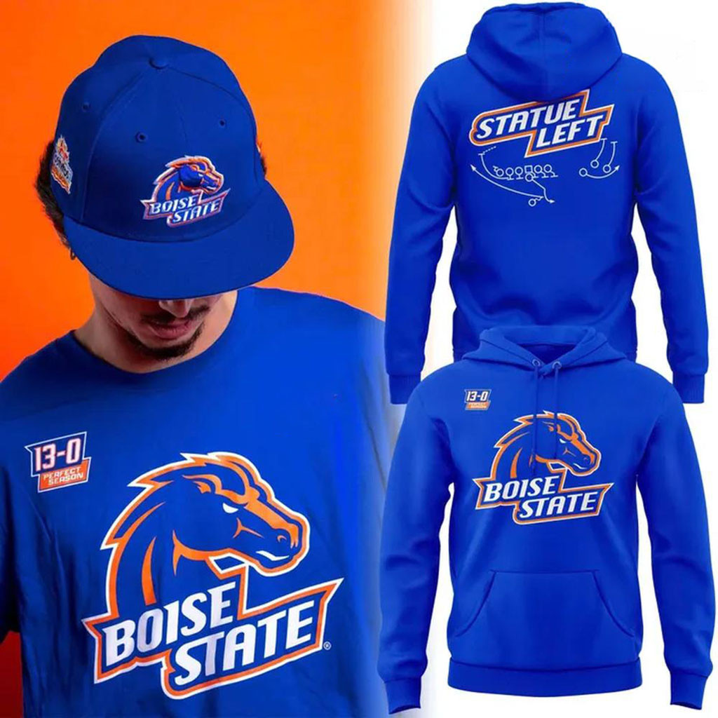 Boise State Football Perfect Season Statue Left Hoodie Boise State Broncos Merch Fan Gifts