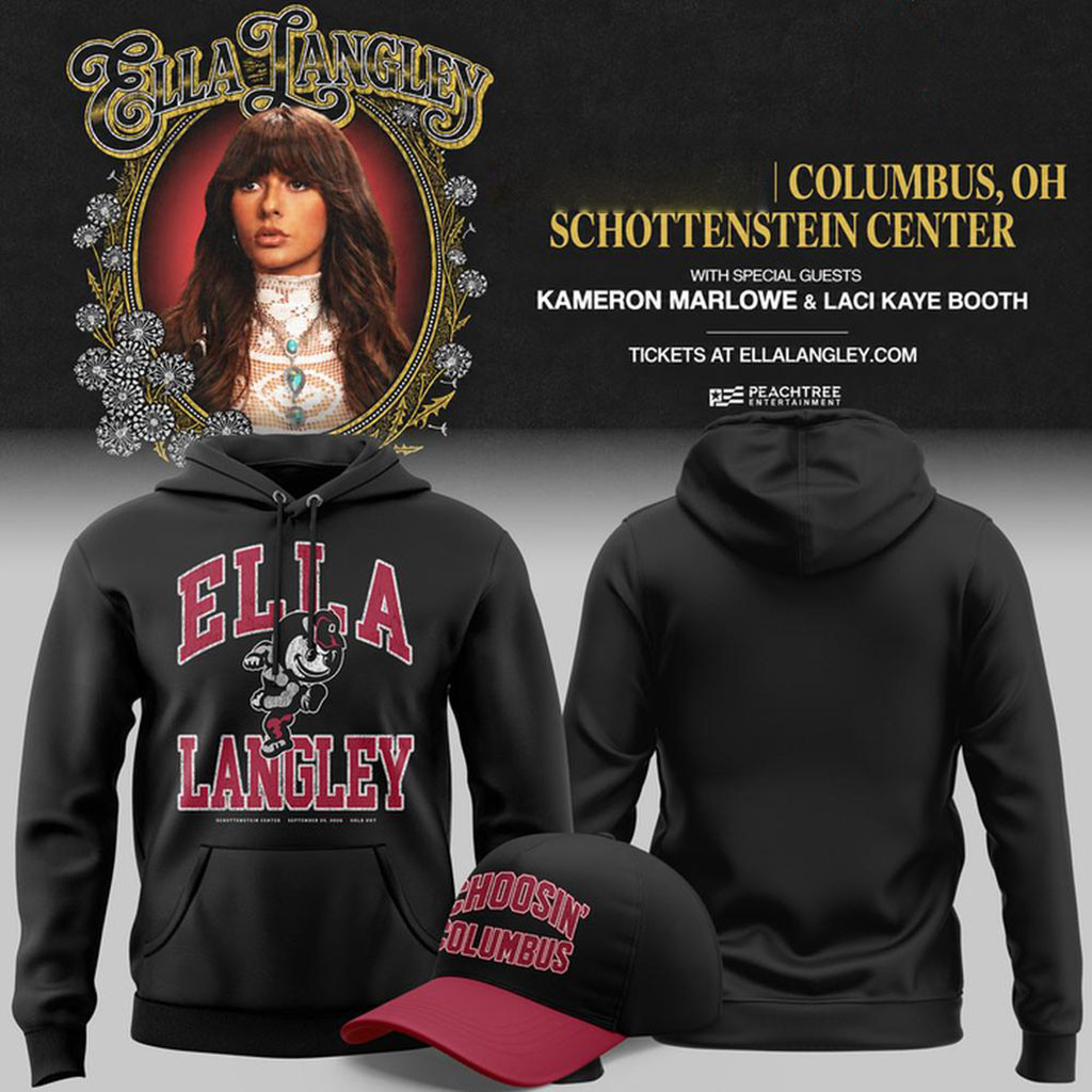 Ella Langley X Ohio State Buckeyes Merch The Dandelion Tour 2026 Black Hoodie Music Fan Gifts 1 - Unicasport Ella Langley X Ohio State Buckeyes Merch The Dandelion Tour 2026 Black Hoodie Music Fan Gifts