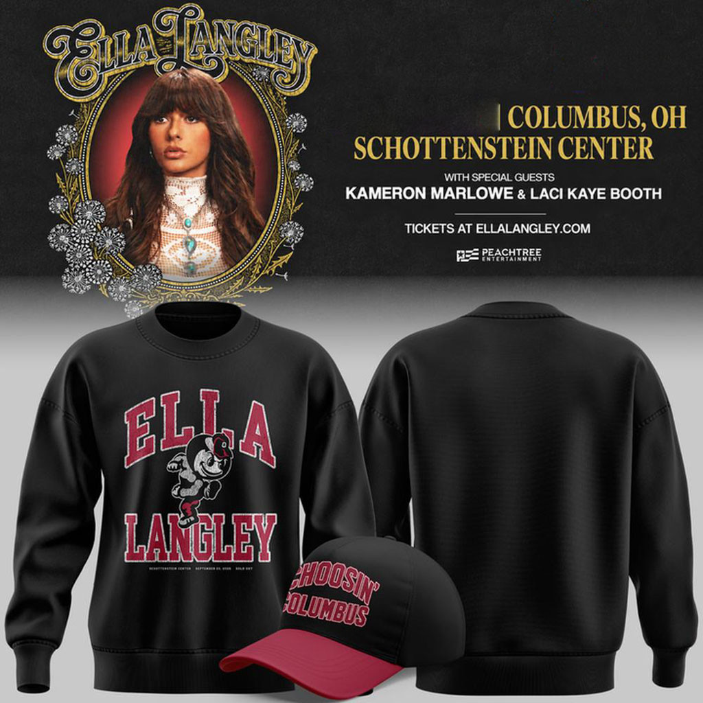 Ella Langley X Ohio State Buckeyes Merch The Dandelion Tour 2026 Black Sweatshirt Fan Clothing 1 - Unicasport Ella Langley X Ohio State Buckeyes Merch The Dandelion Tour 2026 Black Sweatshirt Fan Clothing