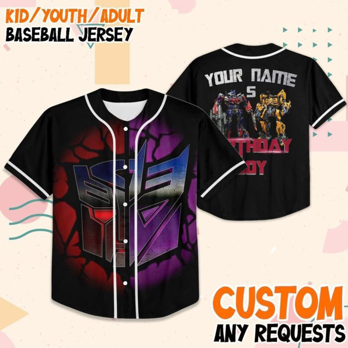 Custom Transformers Merch Birthday Boy Autobots Baseball Jersey Shirt Gift For Bestie 1 - Unicasport Custom Transformers Merch Birthday Boy Autobots Baseball Jersey Shirt Gift For Bestie