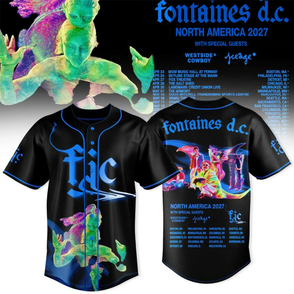 Fontaines D.C. Merch North America 2027 Tour Baseball Jersey Gift For Indie Rock Fans 1 - Unicasport Fontaines D.C. Merch North America 2027 Tour Baseball Jersey Gift For Indie Rock Fans