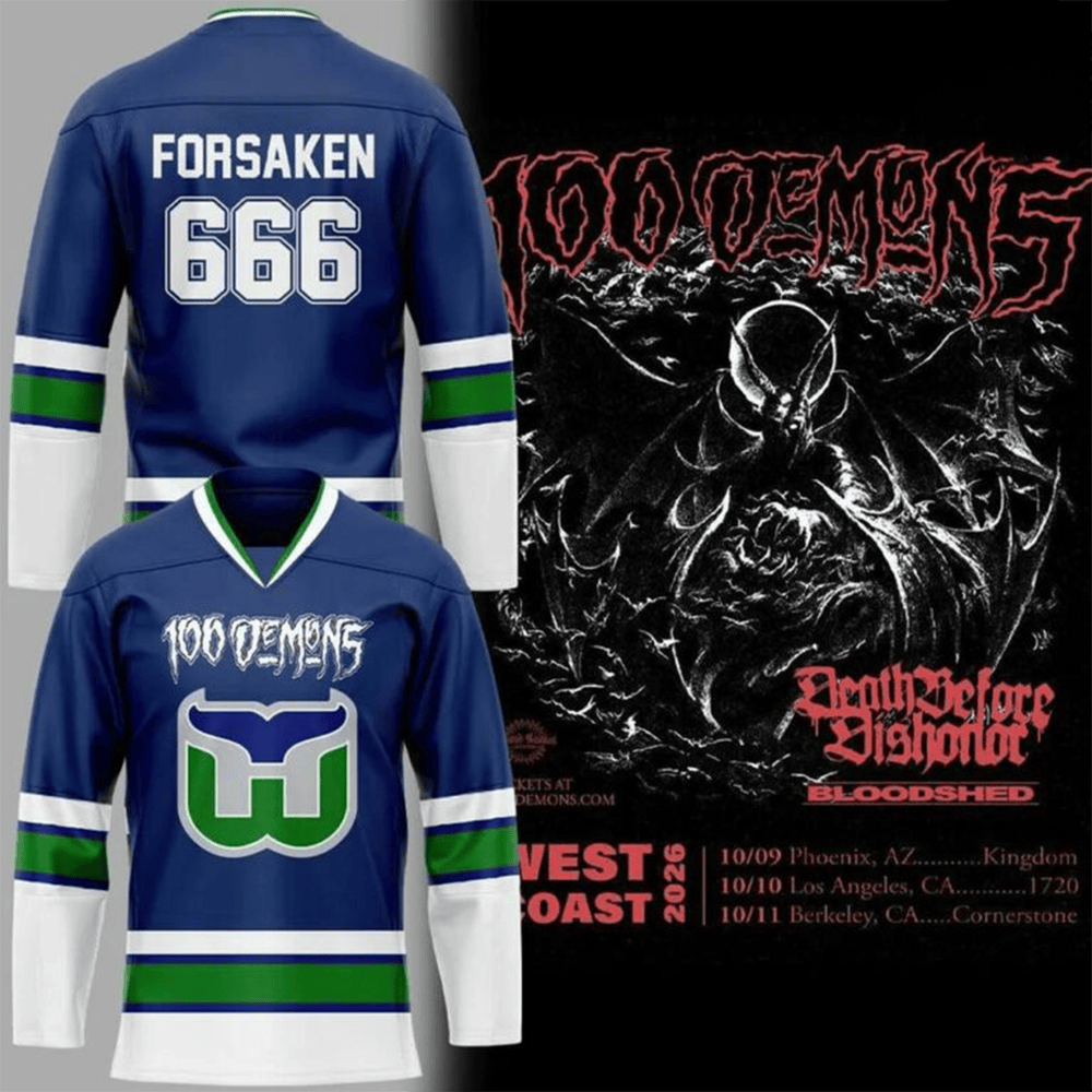 Carolina Hurricanes Merch x 100 Demons West Coast 2026 Blue Hockey Jersey Gift For Him 1 - Unicasport Carolina Hurricanes Merch x 100 Demons West Coast 2026 Blue Hockey Jersey Gift For Him