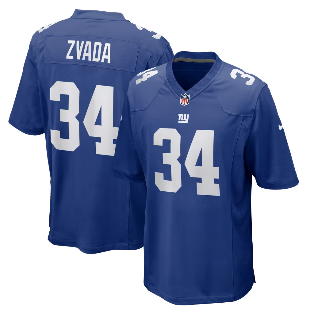 Dominic Zvada Jersey Royal New York Giants Merch #34 NY Giants Team Game Jersey Fan Apparel 1 - Unicasport Dominic Zvada Jersey Royal New York Giants Merch #34 NY Giants Team Game Jersey Fan Apparel