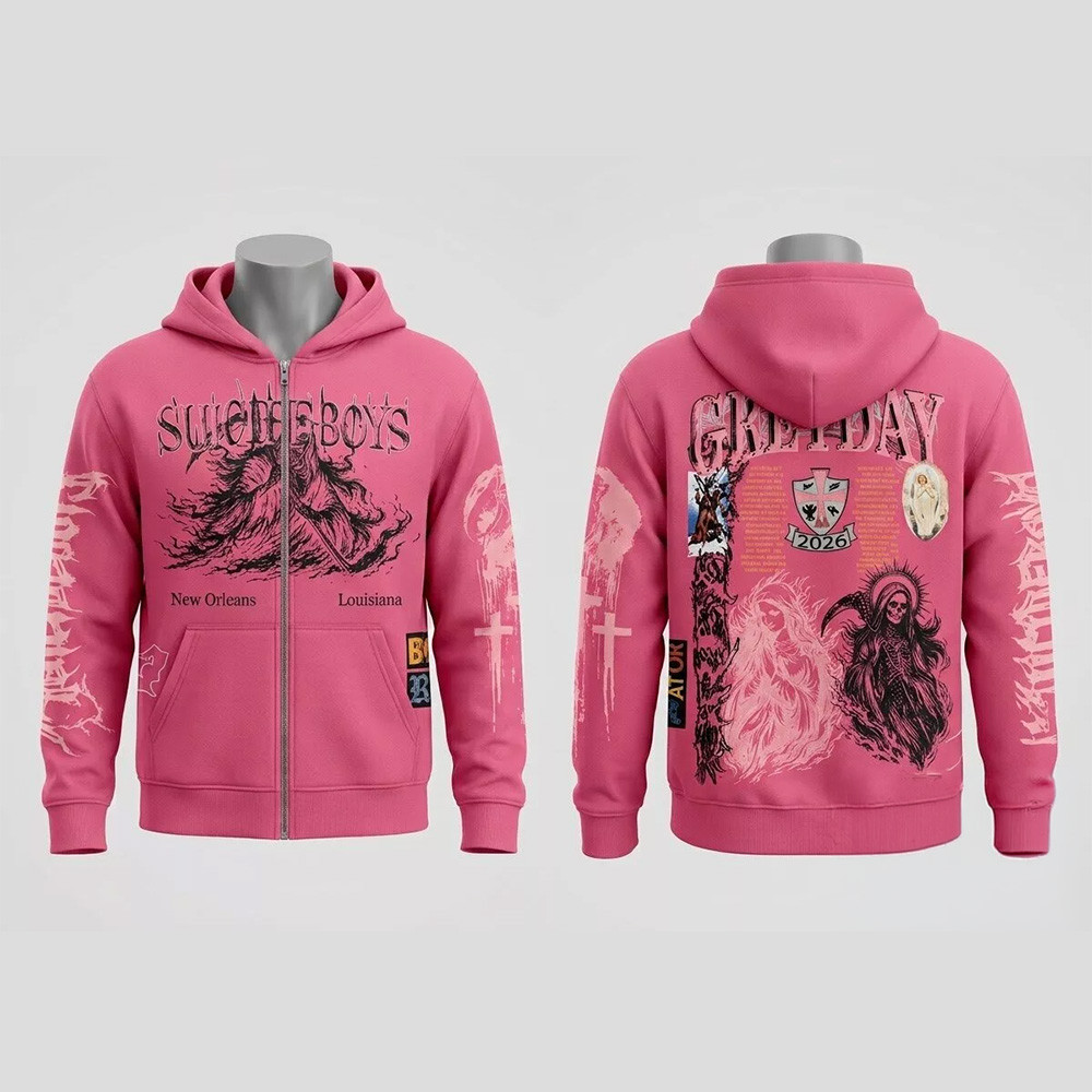 Suicideboys Merch Greyday Tour Grim Reaper Pink Zip Up Hoodie Suicideboys Concert Outfits 1 - Unicasport Suicideboys Merch Greyday Tour Grim Reaper Pink Zip Up Hoodie Suicideboys Concert Outfits