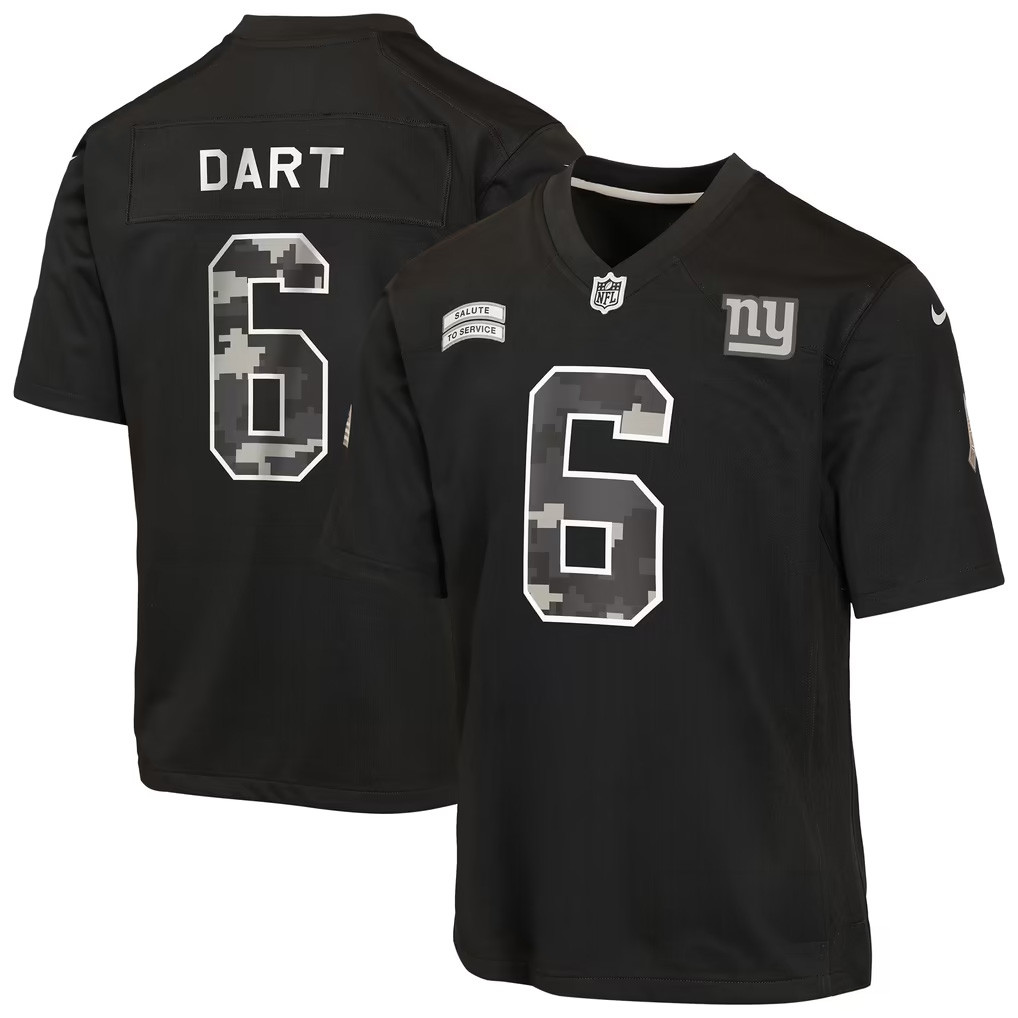 Jaxson Dart Jersey Black New York Giants Merch #6 Salute To Service Game Jersey Football Gifts 1 - Unicasport Jaxson Dart Jersey Black New York Giants Merch #6 Salute To Service Game Jersey Football Gifts