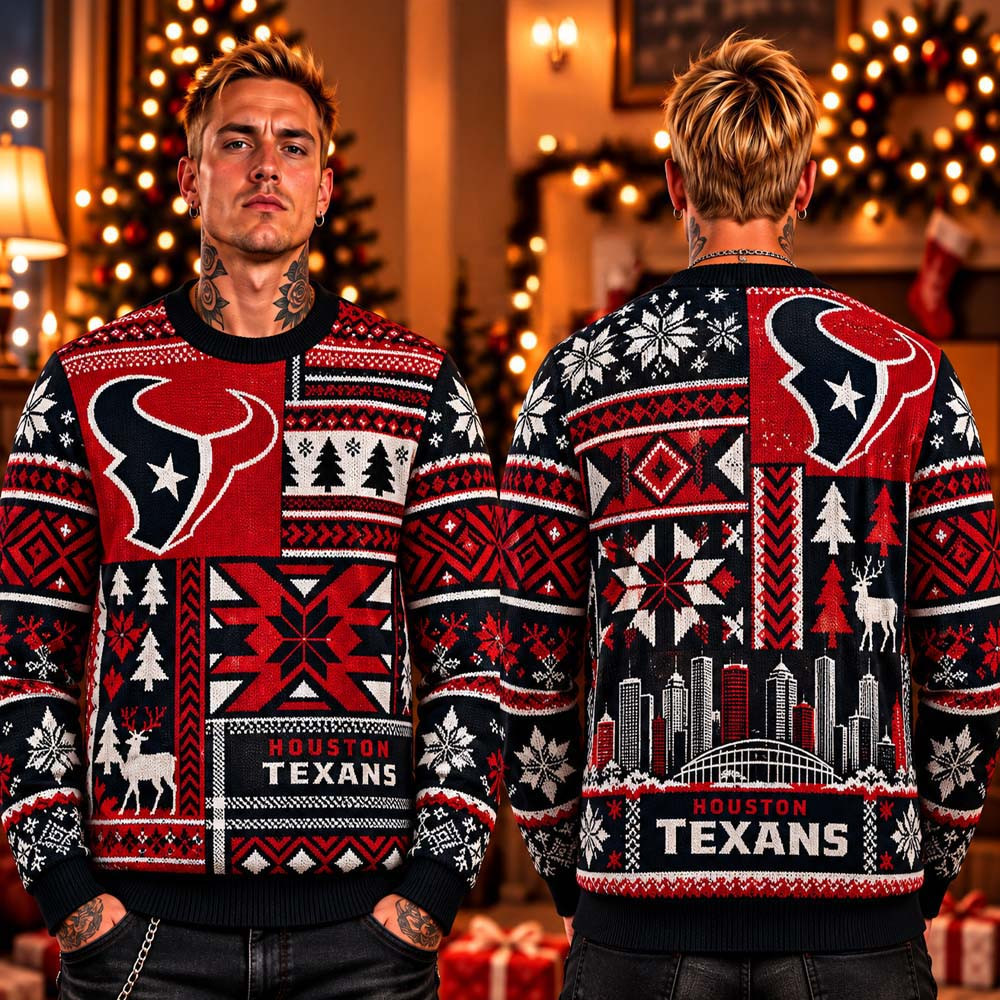 Houston Texans 2026 Football Ugly Christmas Sweater Presents For Fans 1 - Unicasport Houston Texans 2026 Football Ugly Christmas Sweater Presents For Fans