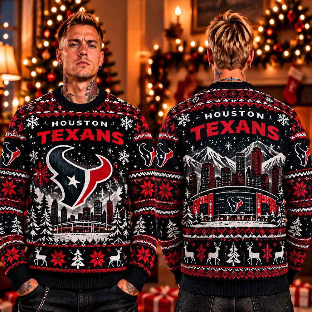 Houston Texans Light Up 2026 Ugly Christmas Sweater Houston Texans Merch Fan Gear 1 - Unicasport Houston Texans Light Up 2026 Ugly Christmas Sweater Houston Texans Merch Fan Gear