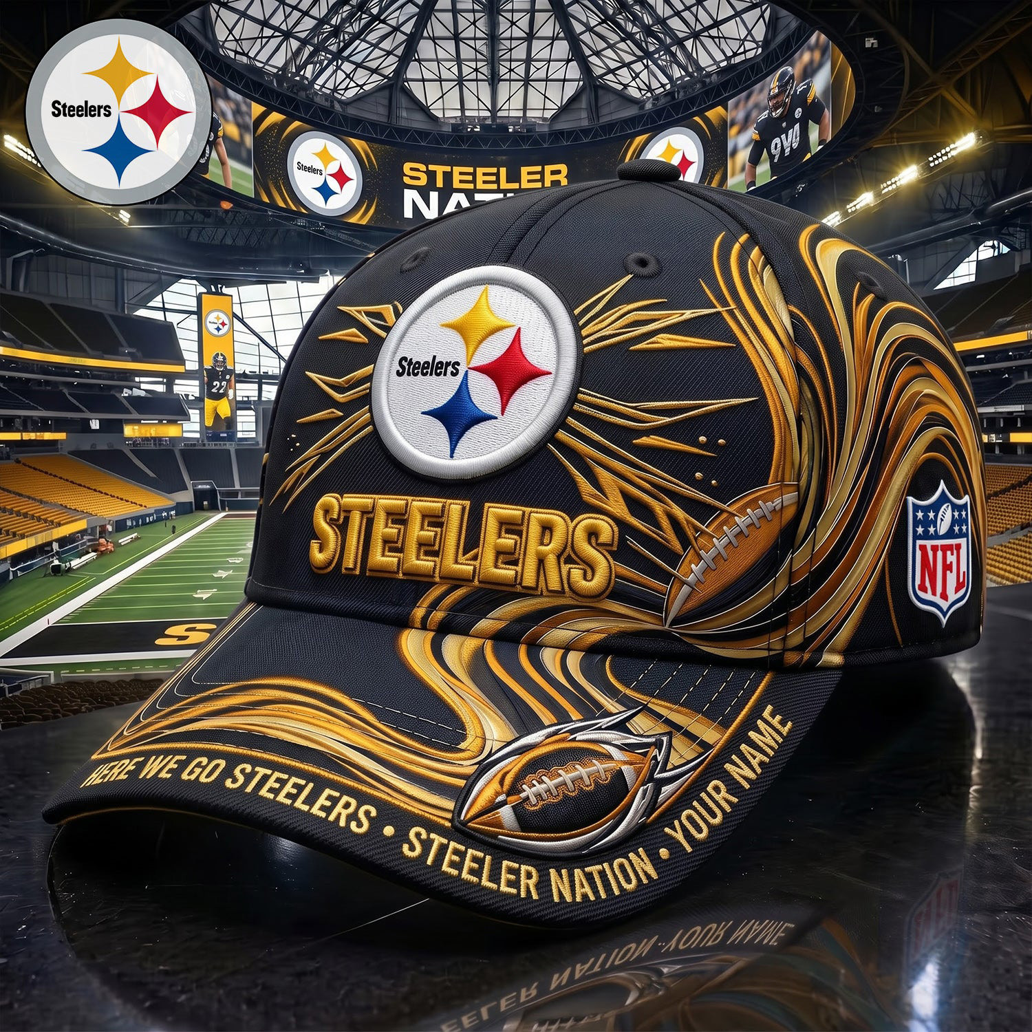 Custom Here We Go Steelers Steelers Nation Hat Pittsburgh Football Merch Gift For Game Day