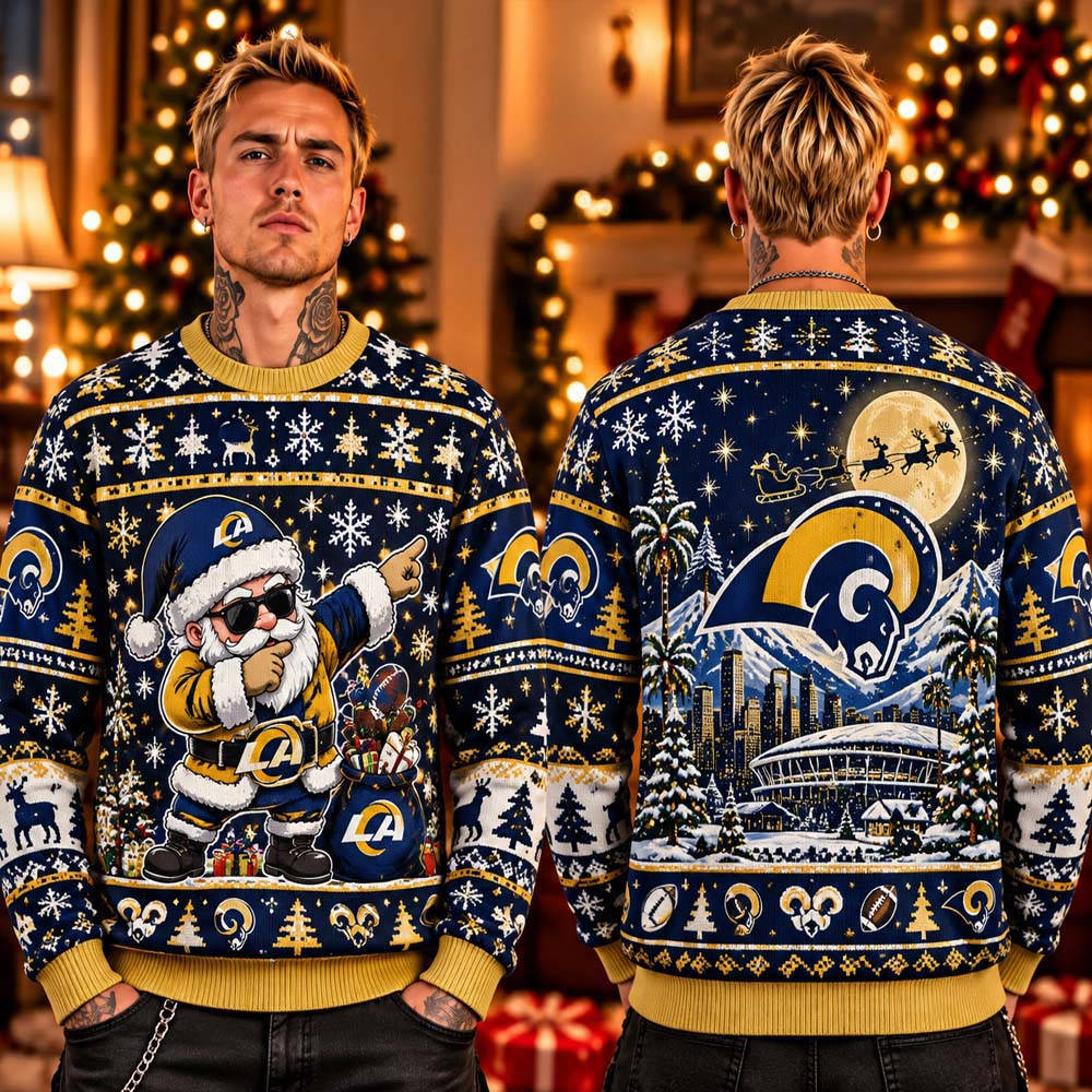 Los Angeles Rams Santa Claus Ugly Christmas Sweater Xmas Gifts For Ramily 1 - Unicasport Los Angeles Rams Santa Claus Ugly Christmas Sweater Xmas Gifts For Ramily