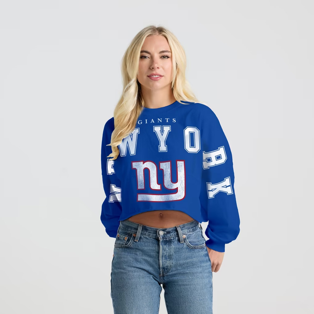 New York Giants Merch 2026 Spirit Jersey NY Giants Cropped Sweatshirt Football Gifts For Her