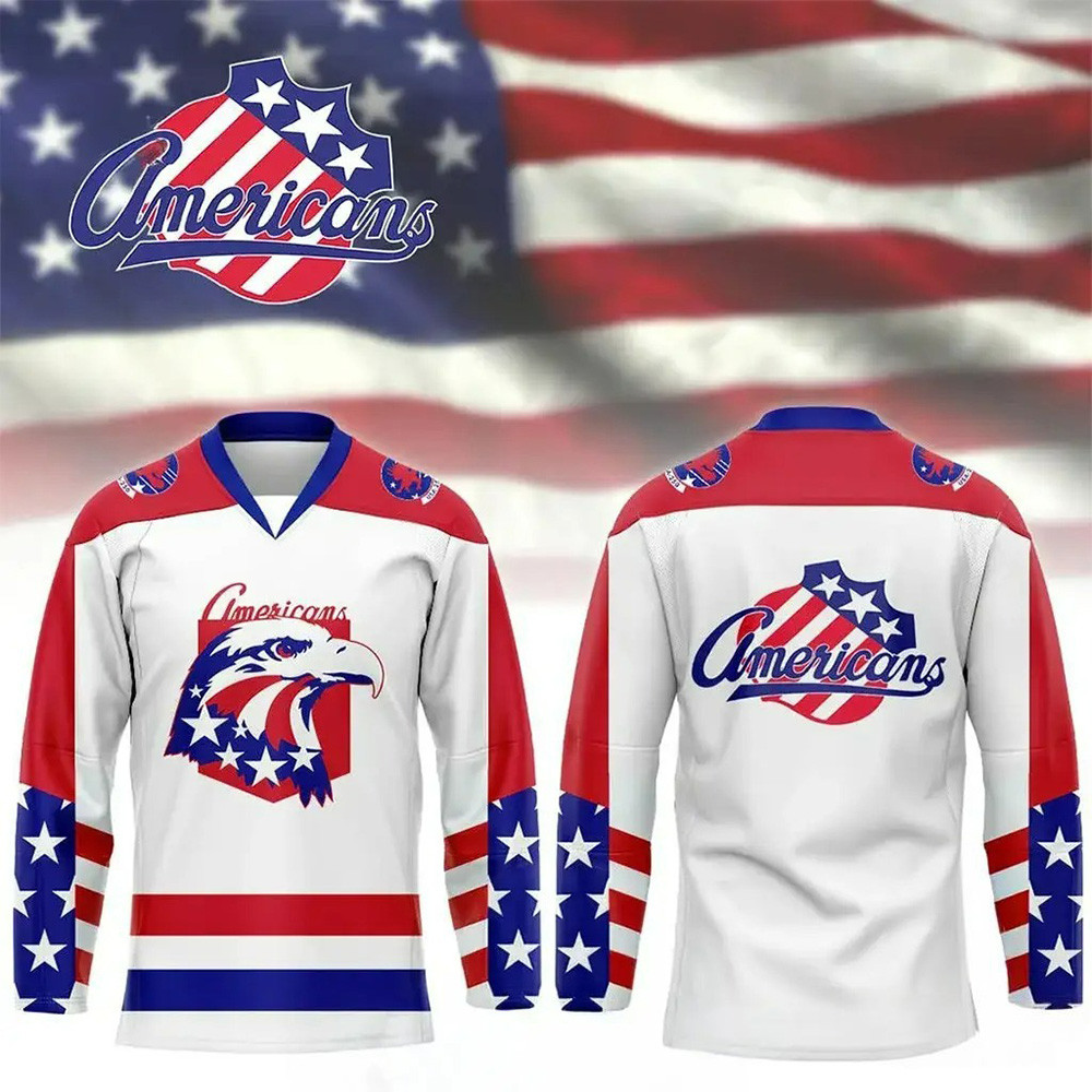 Rochester Americans Merch American Eagle Flag Hockey Jersey Ice Hockey Apparel Gifts Ideas