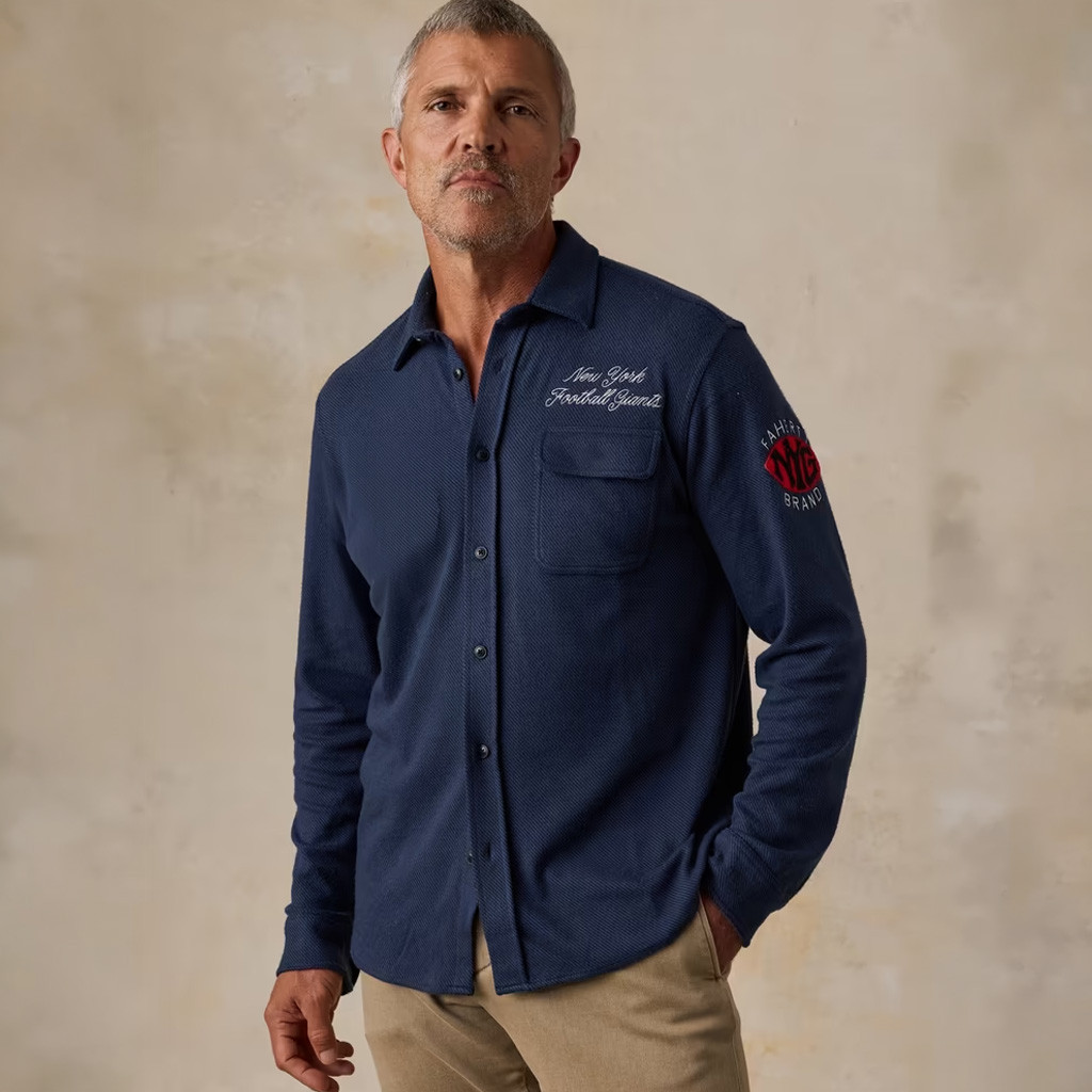 New York Giants Merch 2026 Faherty NY Giants Legend Long Sleeve Button Up Shirt Game Day Gifts 1 - Unicasport New York Giants Merch 2026 Faherty NY Giants Legend Long Sleeve Button Up Shirt Game Day Gifts